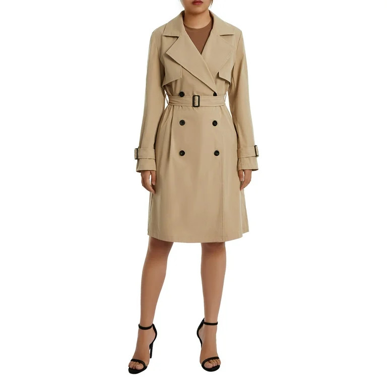 Canrulo Women Trench Coats Double Breasted Long Classic Lapel Windproof Outerwear with Belt Buckl... | Walmart (US)