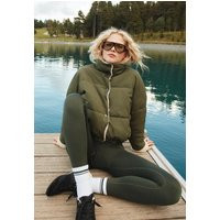 Stradivarius Reversible faux shearling lined puffer jacket Green M | Stradivarius (UK)