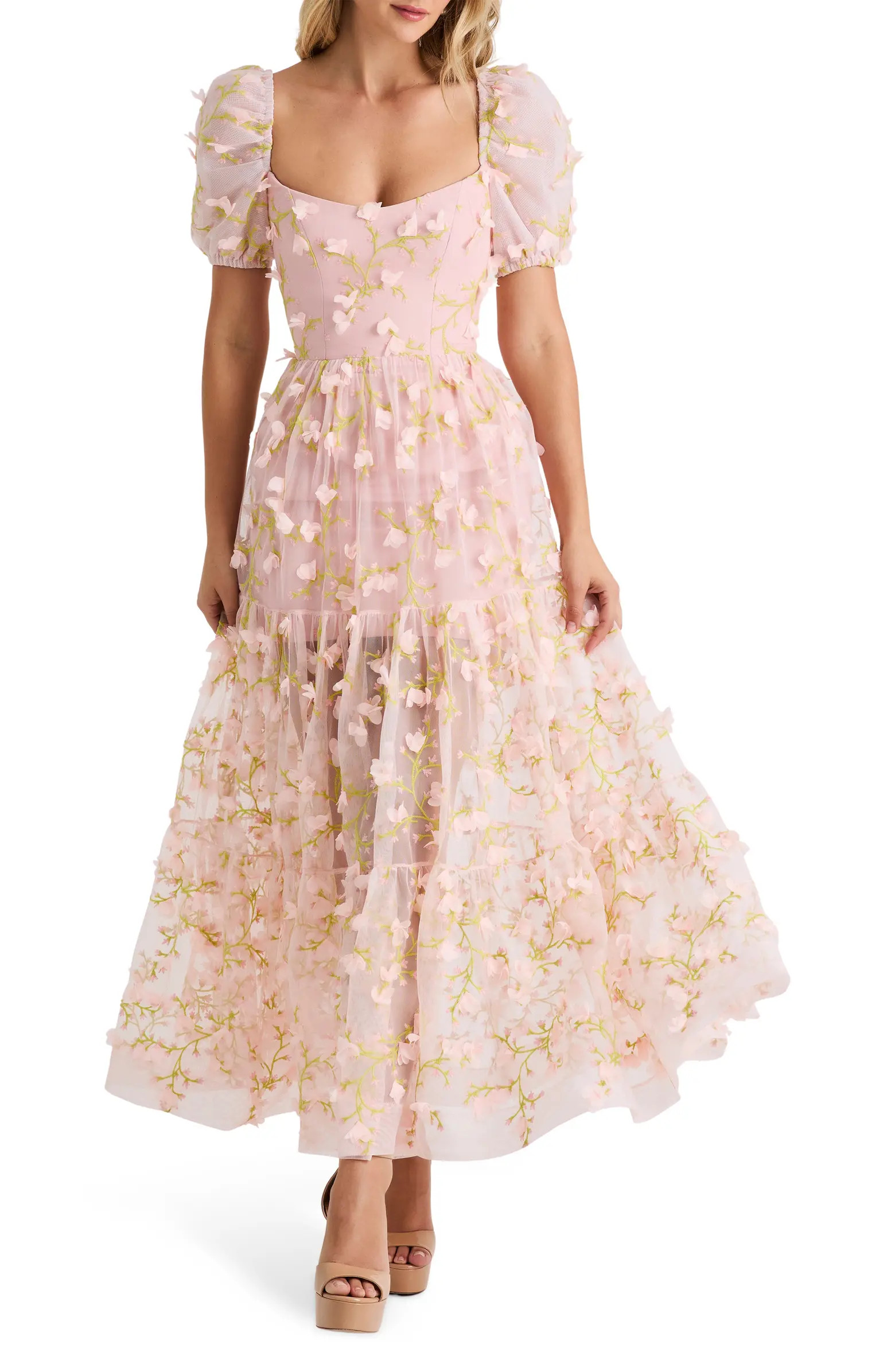 HELSI Corrine 3D Puff Sleeve Gown | Nordstrom | Nordstrom