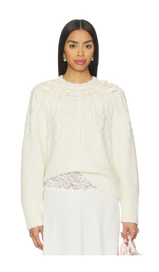 LoveShackFancy Sloanna Pullover Sweater in Ivory. - size S | Revolve Clothing (Global)