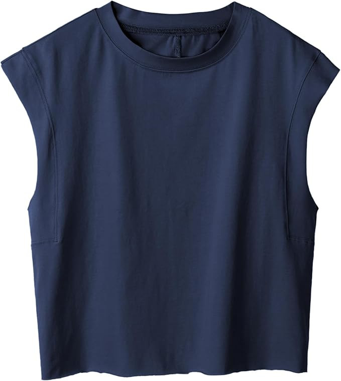 Oversized Tank Top for Women Sleeveless Athletic Cropped Activewear Workout Yoga Gym Tops | Amazon (US)