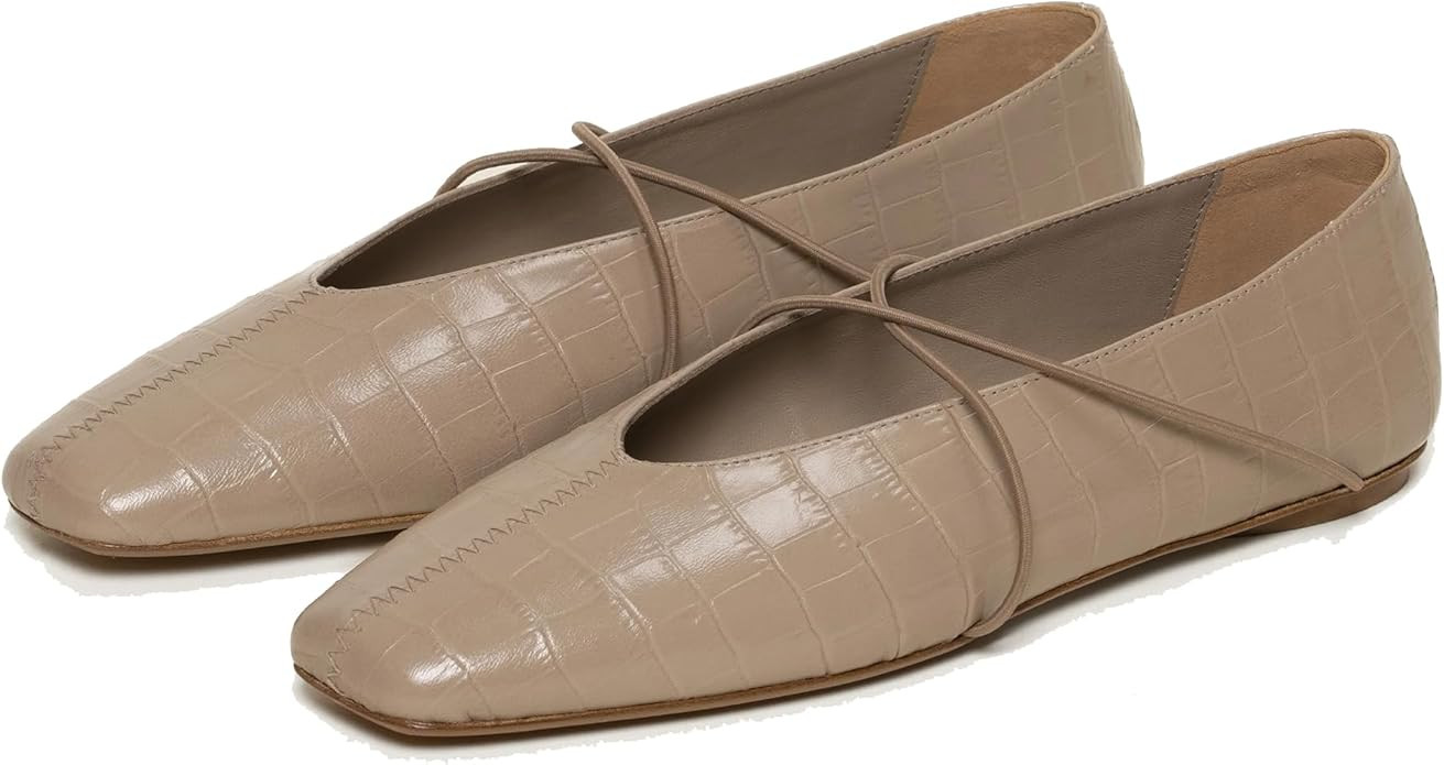 Women's Square Toe Ballet Flats Criss-Cross Straps Comfortable Slip On Mary Jane Flat Shoes for O... | Amazon (US)