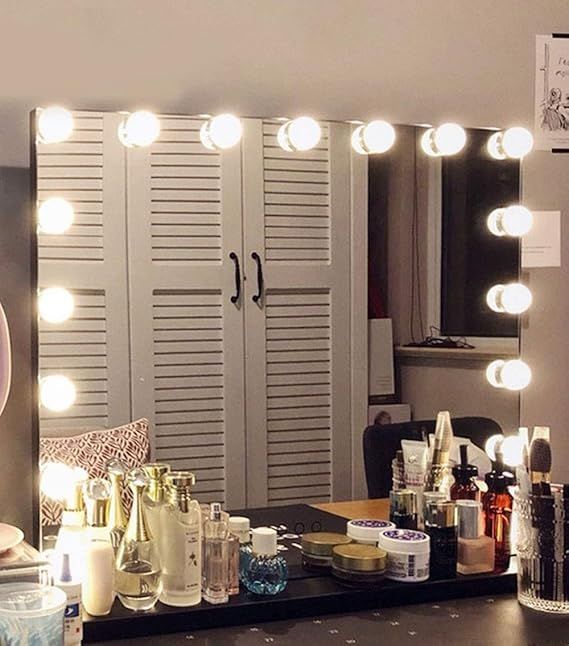 Hansong Vanity Mirror with Lights,Hollywood Lighted Makeup Mirror with 15 pcs Dimmable LED Bulbs ... | Amazon (US)