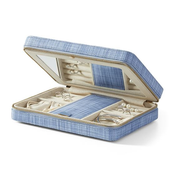 Large Raffia Travel Jewelry Case | Mark and Graham