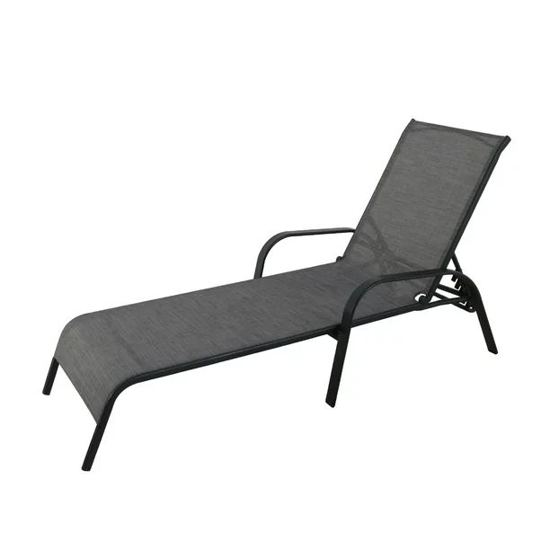 Mainstays Heritage Outdoor Patio Steel Stacking Lounger, 1 Person, Black Frame and Grey Sling | Walmart (US)