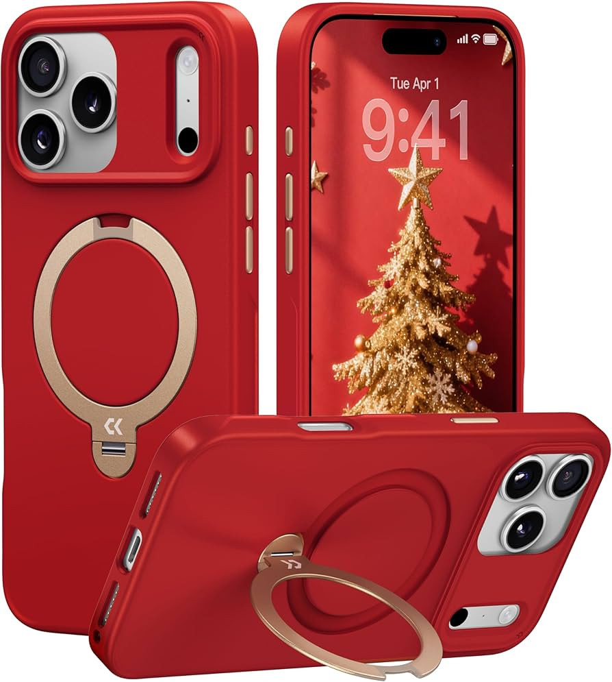 CASEKOO Rouge Series Santa Red Designed for iPhone 17 Pro Case with Spin Magnetic Stand [16FT Mil... | Amazon (US)