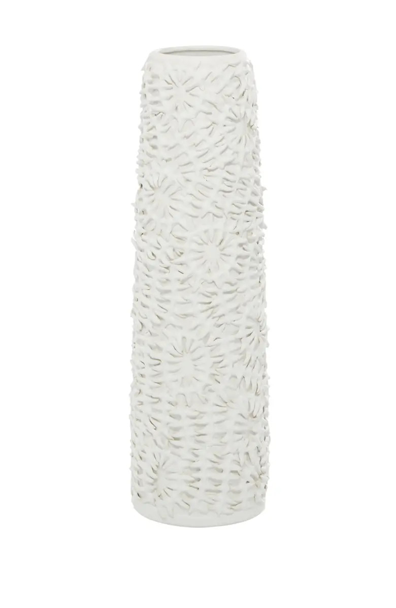 GINGER BIRCH STUDIO White Ceramic Embossed Floral Vase | Nordstromrack | Nordstrom Rack