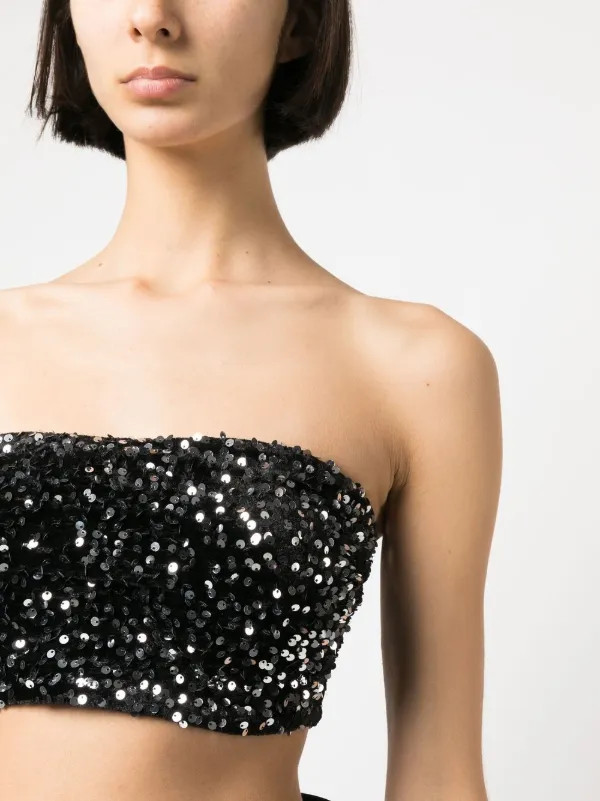 sequin strapless cropped top | Farfetch Global