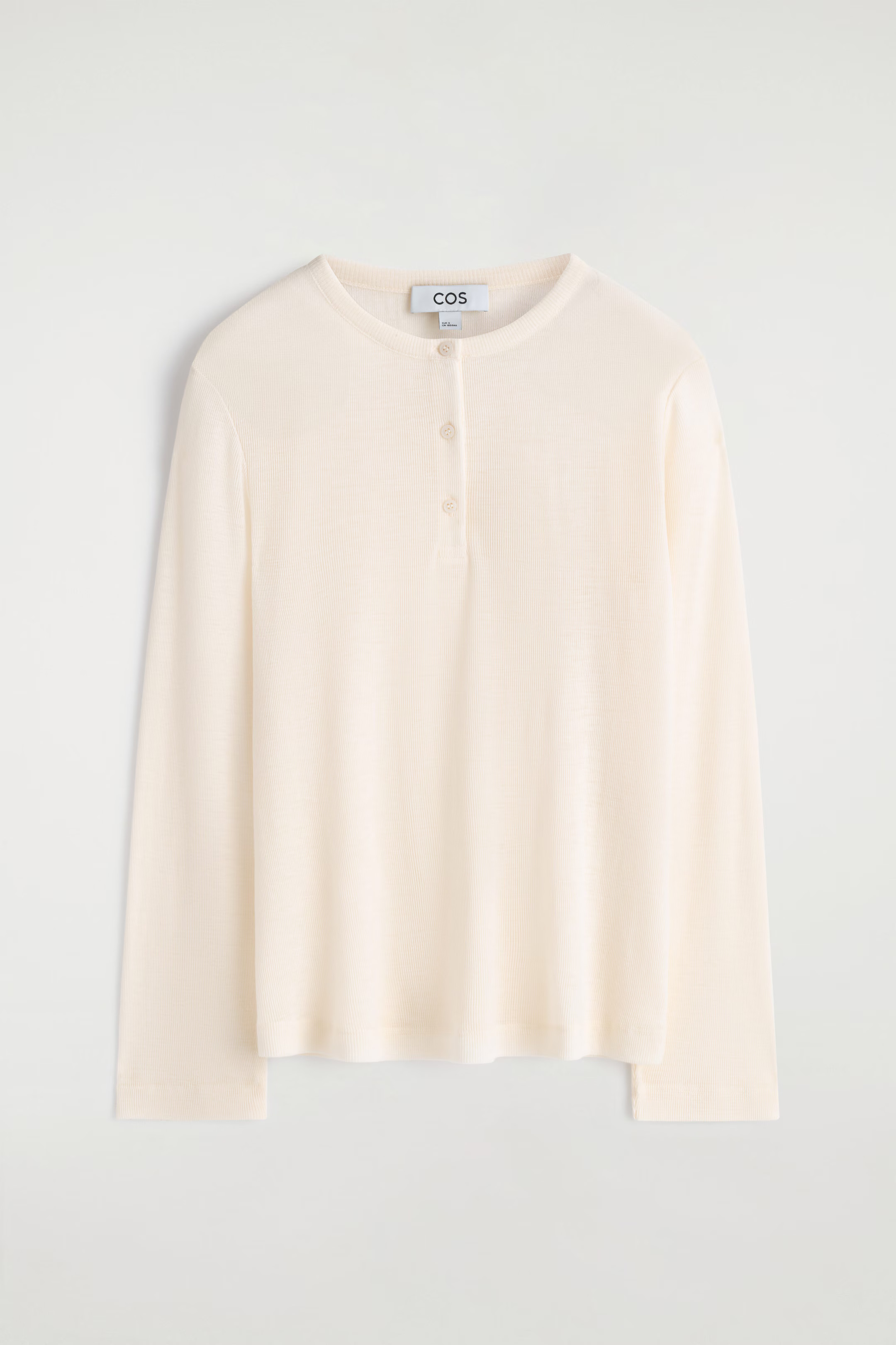 RIBBED WOOL HENLEY TOP - IVORY | COS GB | COS UK