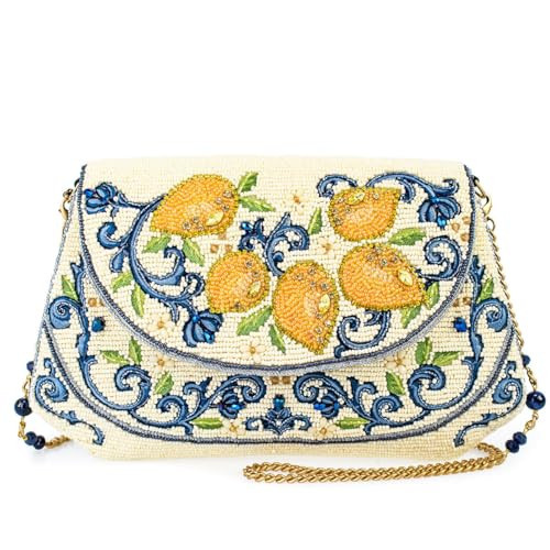 Mary Frances Capri Lemons Beaded Crossbody Handbag – Lemon Fruit Embroidered Evening Clutch Purse with Removable Chain Strap, Multicolor | Amazon (US)