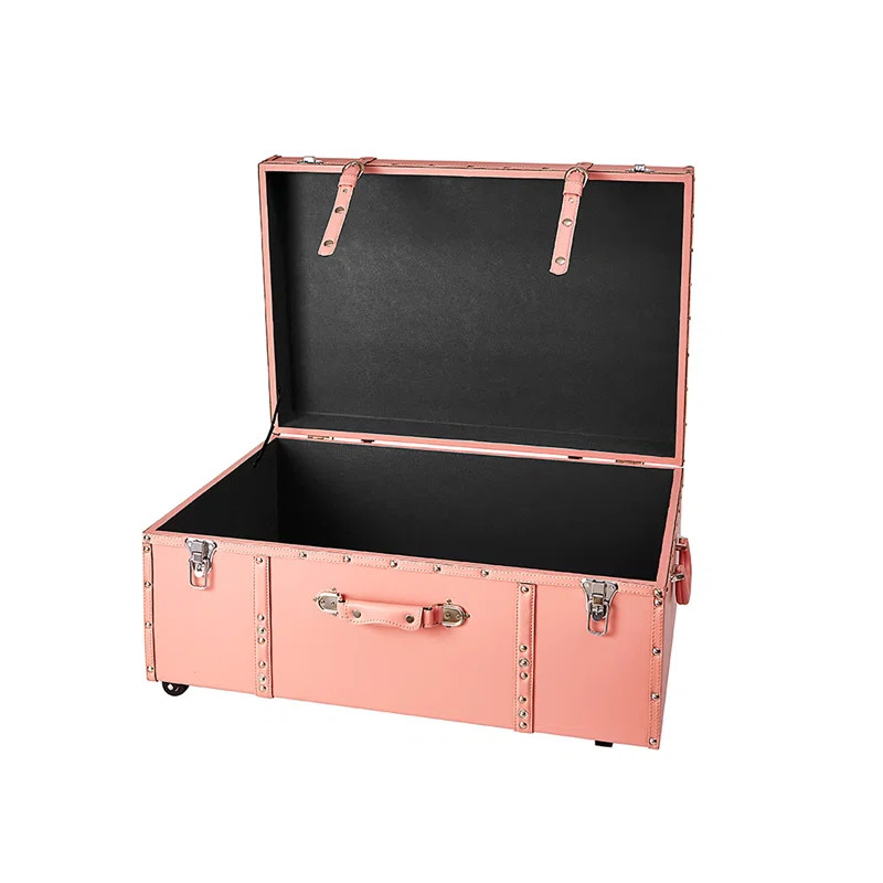 Texture Brand Designer Trunk with Wheels - Faux Leather | Wayfair North America