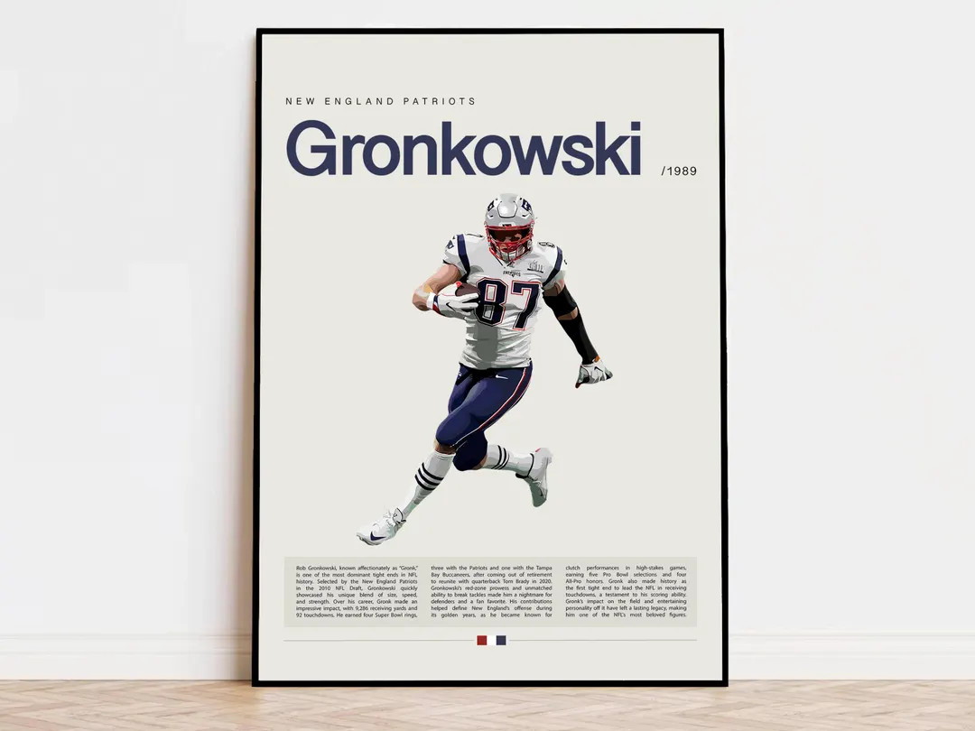 Rob Gronkowski Poster, NFL Poster, Sports Poster, Modern Sports Art, NFL Gifts, Super Bowl Poster... | Etsy (US)