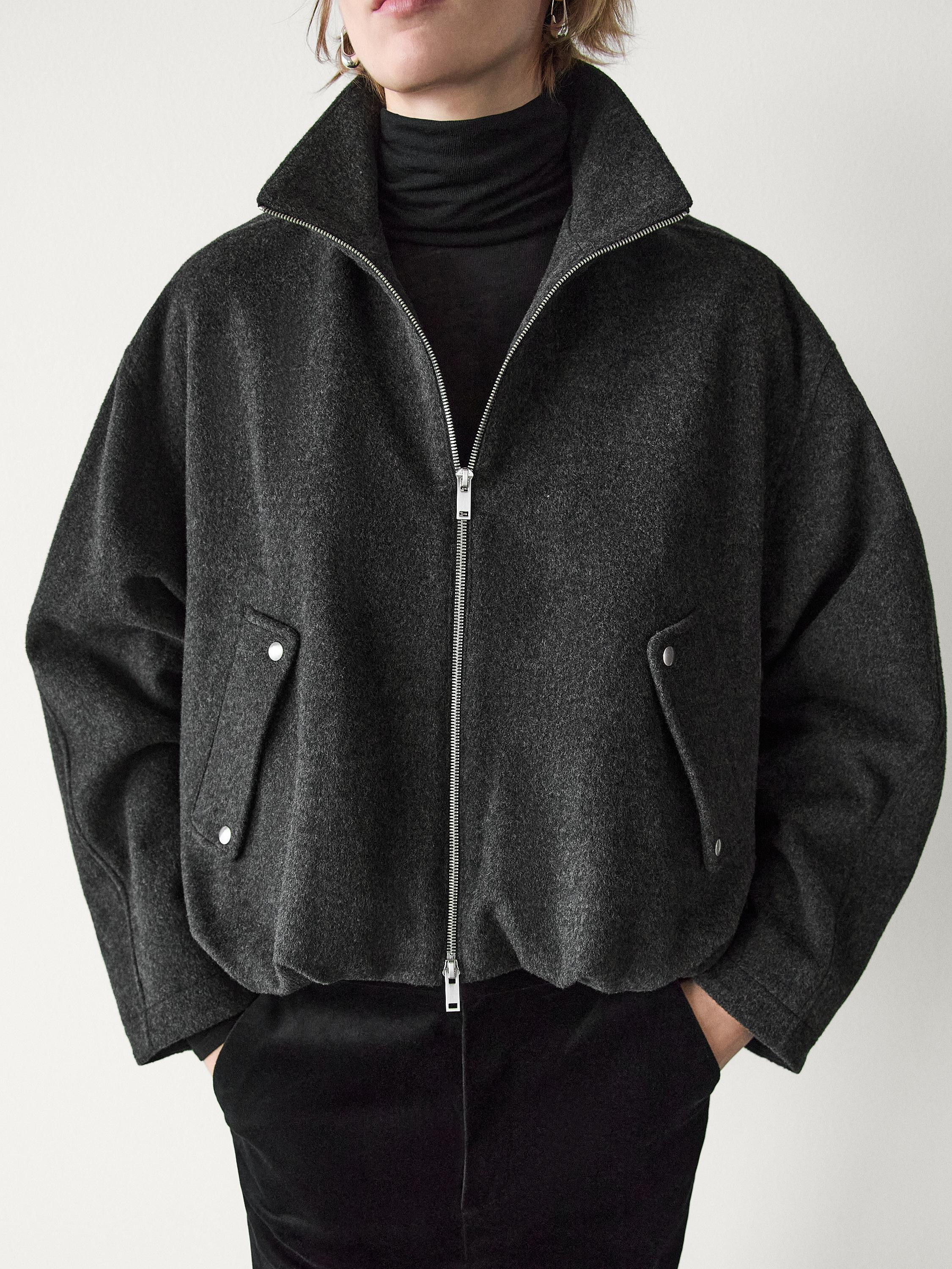 Wool blend bomber jacket | Massimo Dutti UK
