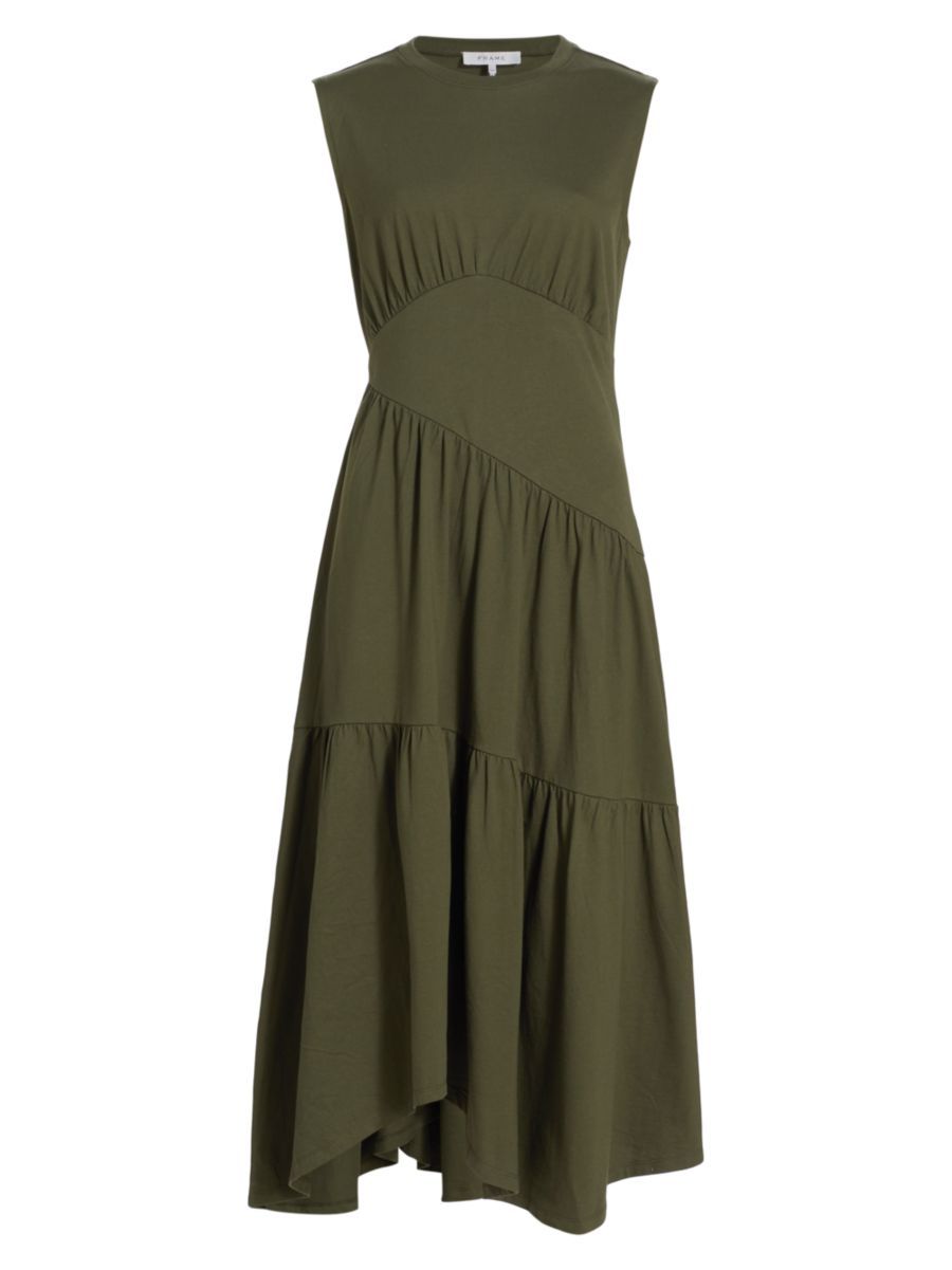 Cotton Asymmetric Tiered Midi-Dress | Saks Fifth Avenue