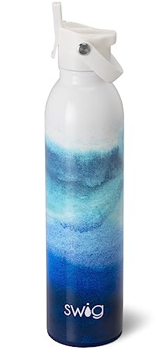 Swig Life 26oz Insulated Water Bottle, Travel Water Bottle with Straw and Lid, Cup Holder Friendly, Stainless Steel with Lid (Sapphire) | Amazon (US)