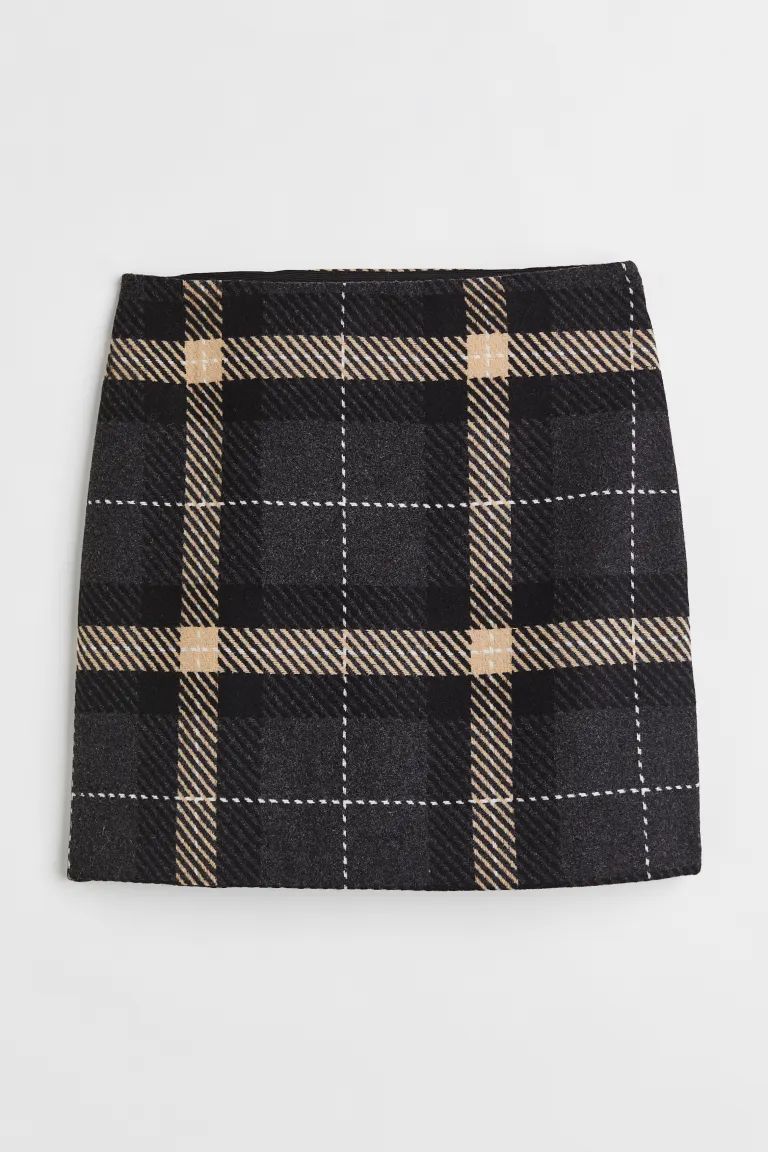 Mini Skirt - Dark gray/plaid - Ladies | H&M US | H&M (US + CA)