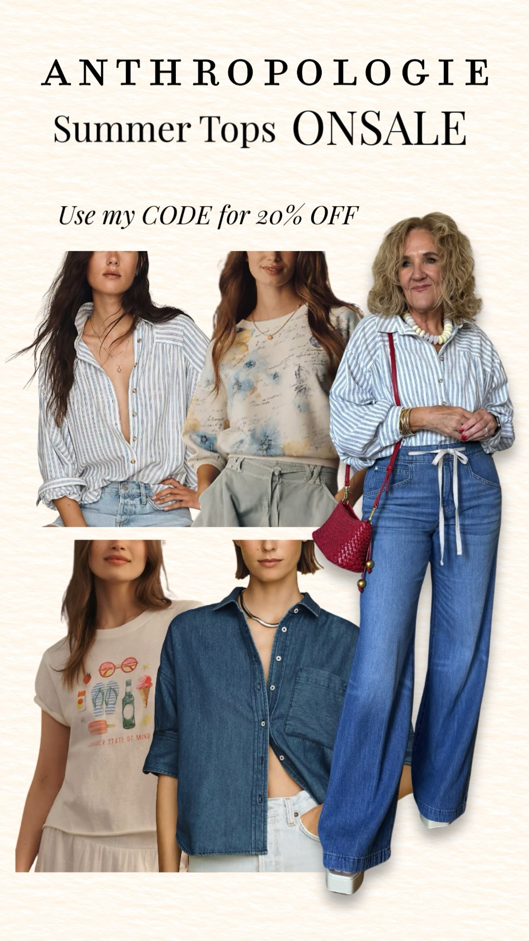 ✨ Save 20% off orders of $100+ at Anthropologie with code NANETTE20.

Anthropologie has so many beautiful summer tops on sale right now! ☀️ From classic striped button-downs to lightweight chambray shirts, graphic tees, and easy everyday blouses, these are the pieces you'll reach for all season long.

💡 LTK MADE EASY
❤️ Heart = Support my posts!
🔖 Save = Get sale & restock alerts
📋 Lists = Keep favorites organized
📲 Share = Send lists and products to a friend. Hello, Christmas List!
💬 Comment = Ask me anything about sizing or fit. :-)

#LTKootd #LTKOver40 #LTKSaleAlert