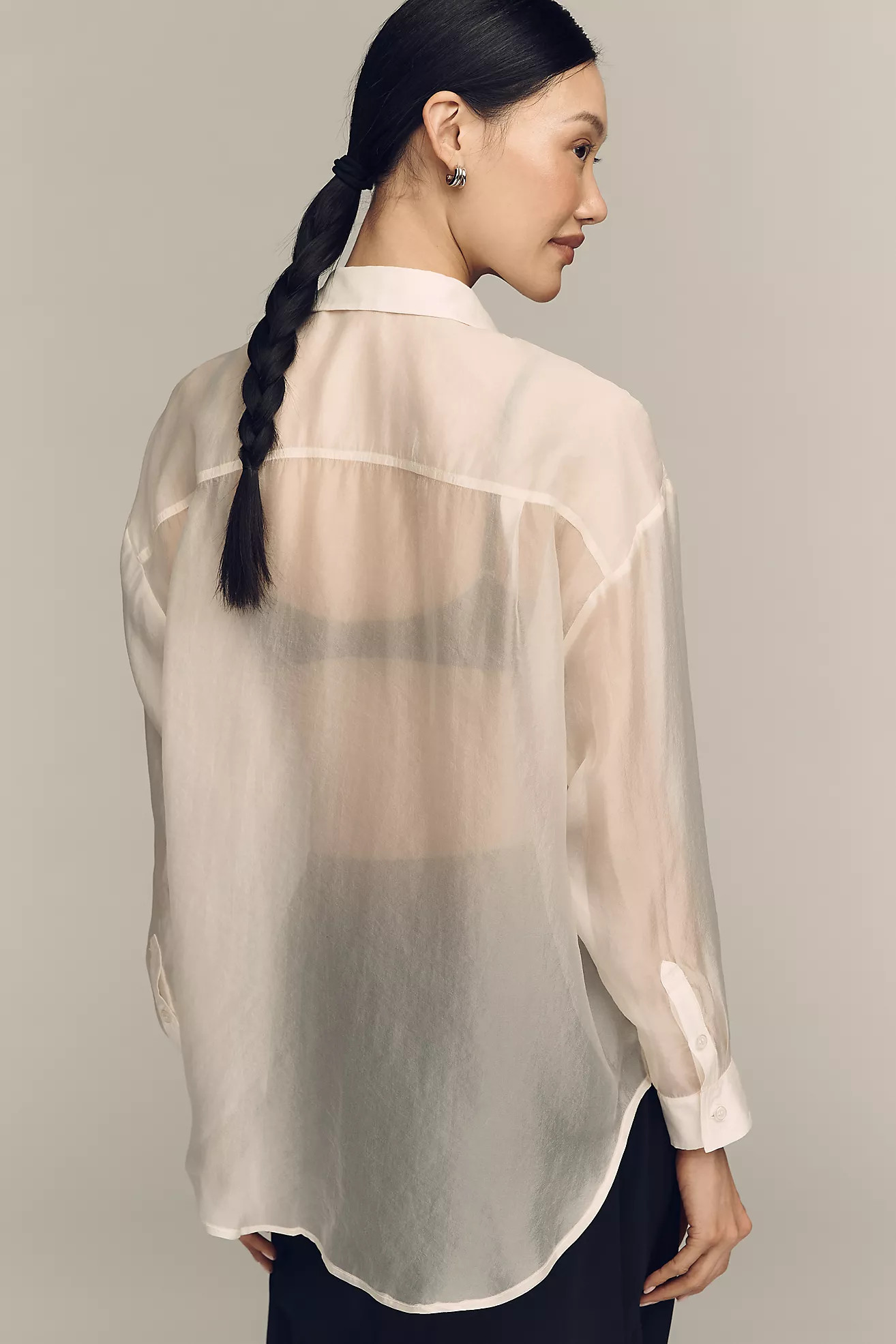 By Anthropologie Sheer Long-Sleeve Buttondown | Anthropologie (US)
