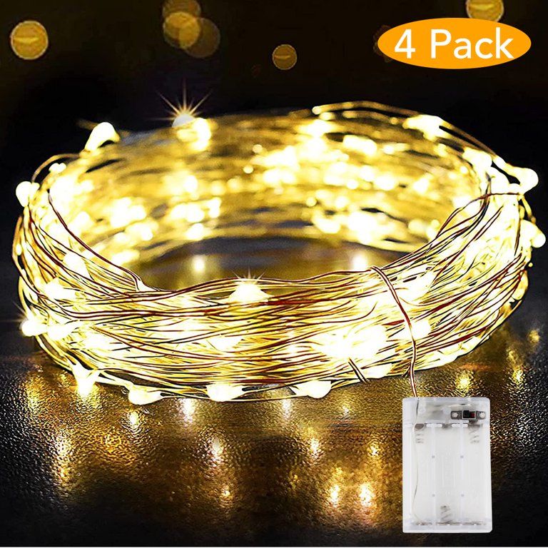 [4 Pack] String Lights LED 120-Bulb Battery Powered Waterproof Copper Wire Fairy Lights for Chris... | Walmart (US)