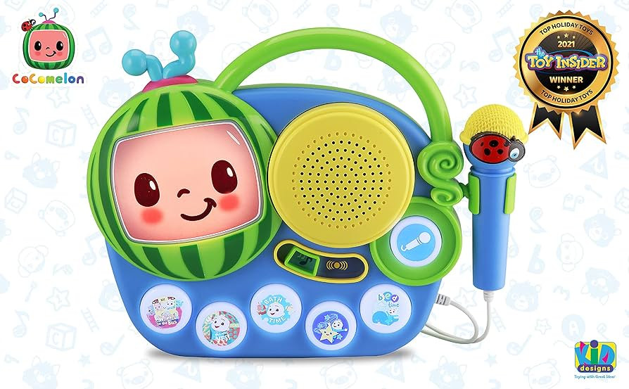 eKids Auxiliary Cocomelon Toy Singalong Boombox with Microphone for Toddlers, Built-in Music and ... | Amazon (US)
