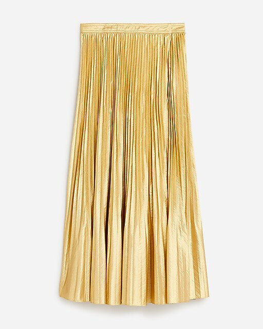 Pleated wrap skirt in gold lamé | J. Crew US
