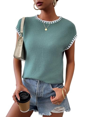 TAKEYAL Spring Sleeveless Sweater Tops for Women 2026 Cap Sleeve Trendy Tank Tops Summer Knit Swe... | Amazon (US)