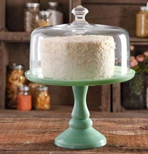 Pioneer Woman Pedestal Cake Plate & Glass Lid Jadeite Color 10 Inch | Amazon (US)