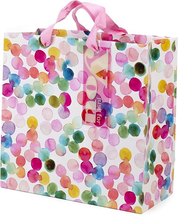 Hallmark 10" Large Square Gift Bag (Watercolor Dots, Just for You) for Birthdays, Mothers Day, Ea... | Amazon (US)