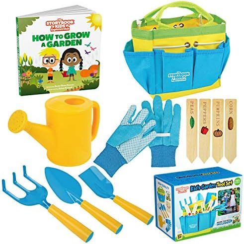 Kids Gardening Tools - Includes Sturdy Tote Bag, Watering Can, Gloves, Shovels, Rake, Stakes, and... | Amazon (US)