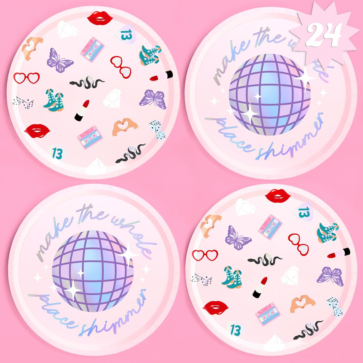 xo, Fetti Eras Party Paper Plates | 24pcs. 9" | Concert Party Tableware, Bachelorette Decorations... | Amazon (US)