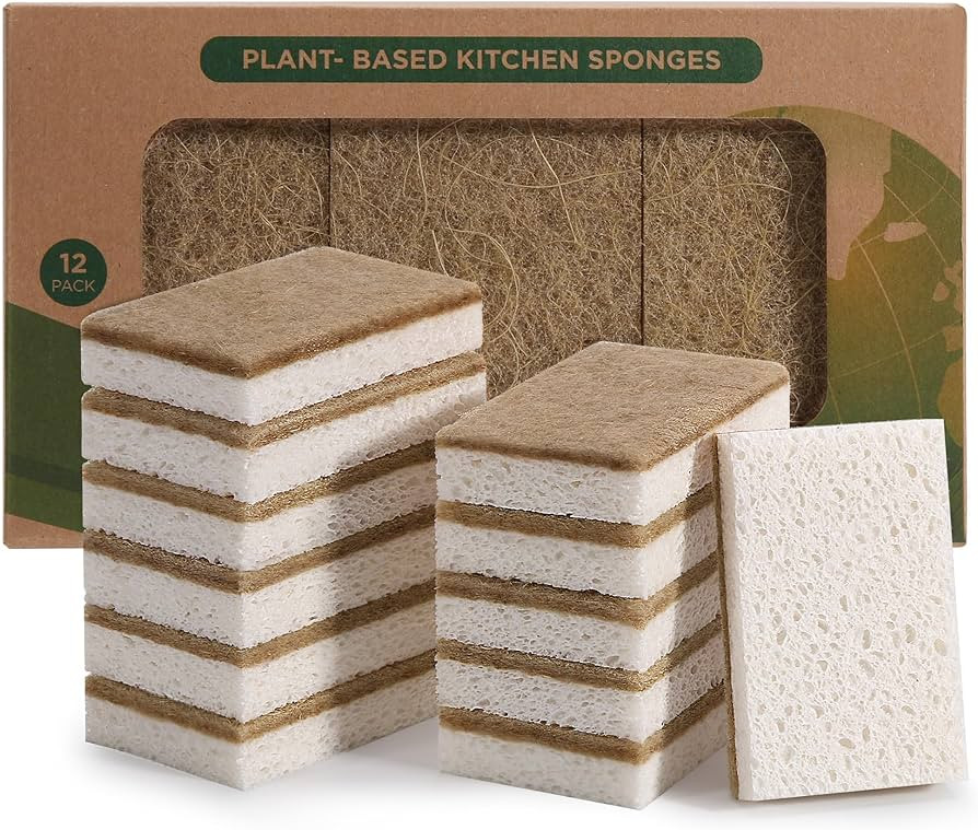 Natural Sponges for Dishes 12 Pack - Keep Soap Biodegradable Kitchen Sponge Compostable Coconut S... | Amazon (US)