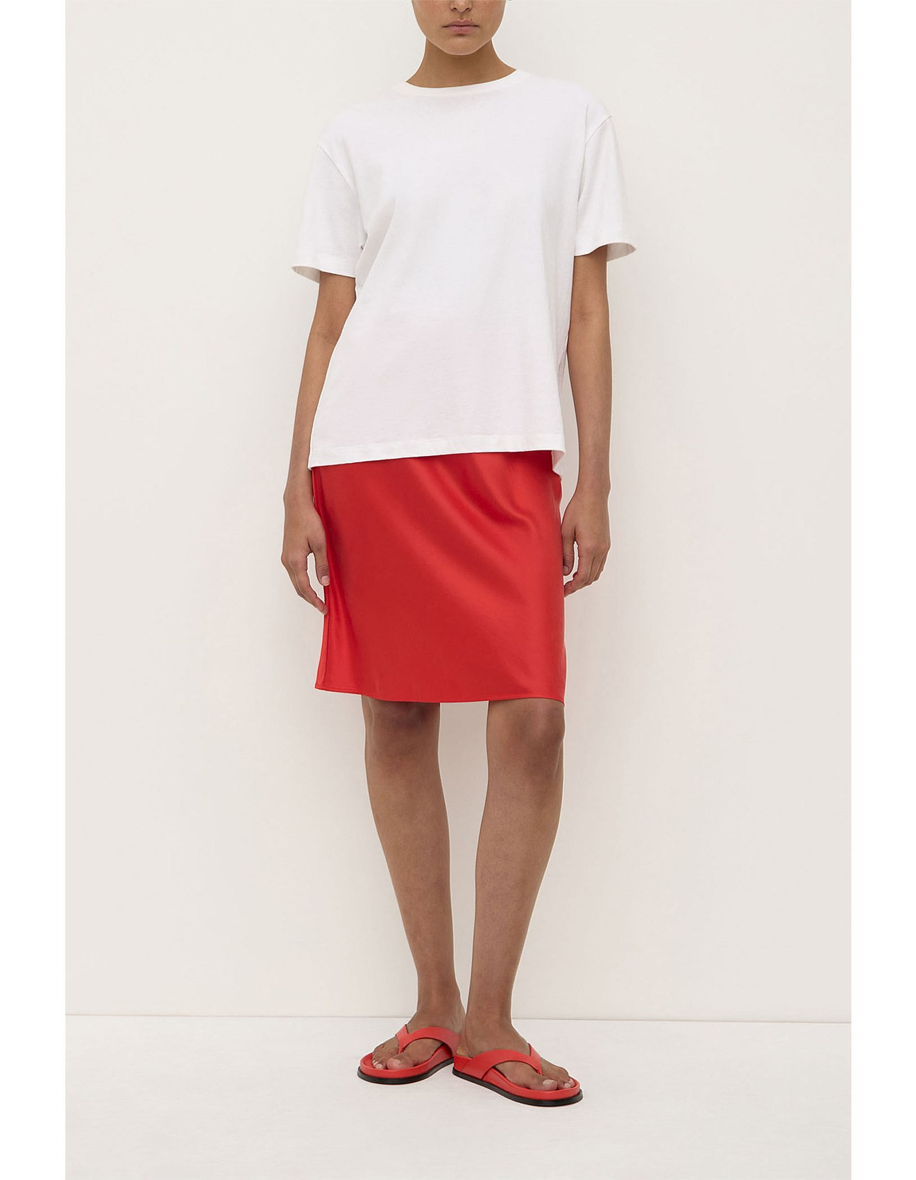 Pippa Silk Knee Length Skirt Chilli | David Jones (Australia & New Zealand)