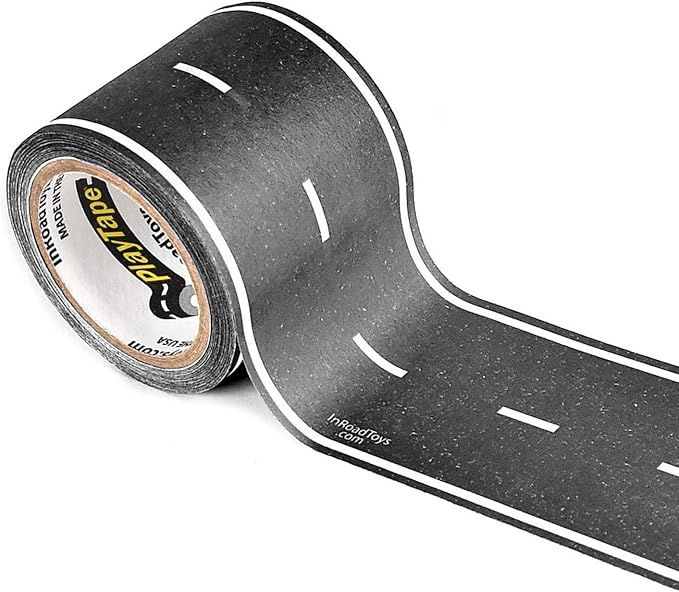 PlayTape Black Road - Road Car Tape Great for Kids, Sticker Roll for Cars Track and Train Sets, S... | Amazon (US)