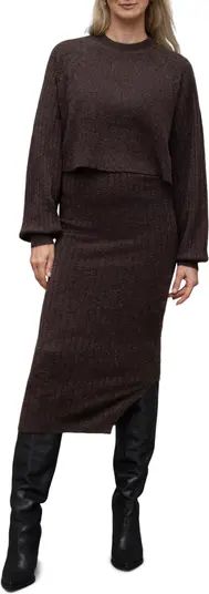 Margot Rib Dress with Crewneck Sweater | Nordstrom