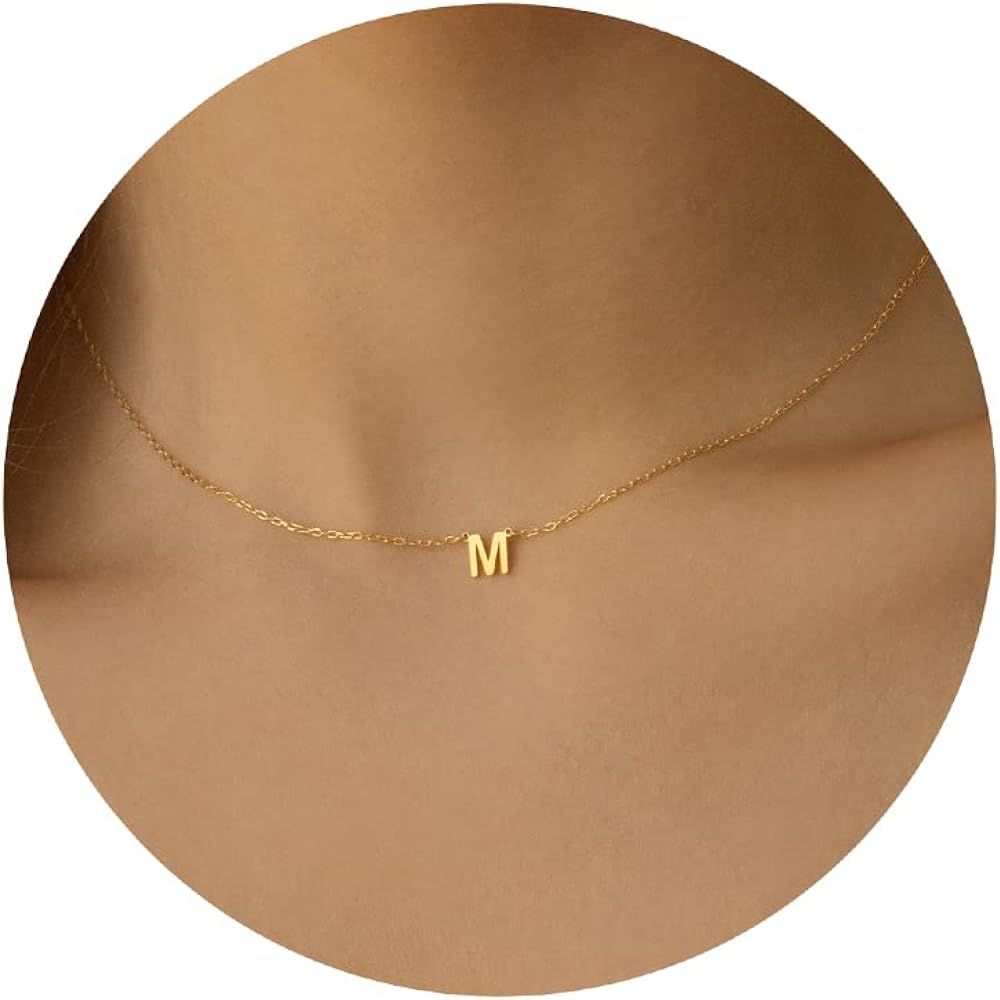 SELFROSE Initial Necklaces for Women, 14k Gold Plated Dainty Gold Letter Necklace Personalized Ti... | Amazon (US)