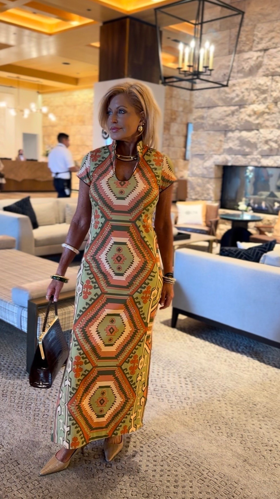 This is one of the prettiest dresses I’ve seen in a long time.  It has beautiful details with its pattern & leather details.  It has stretch & tts.  I’m wearing a small

#LTKdayinmylife #LTKCon #LTKgrwm