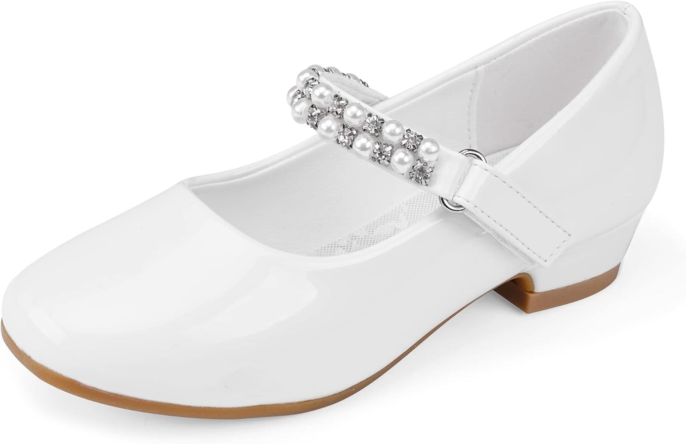 Stelle Girls Dress Shoes White Flower Girl Shoe Mary Jane Low Heels for Wedding (Toddler/Little/B... | Amazon (US)