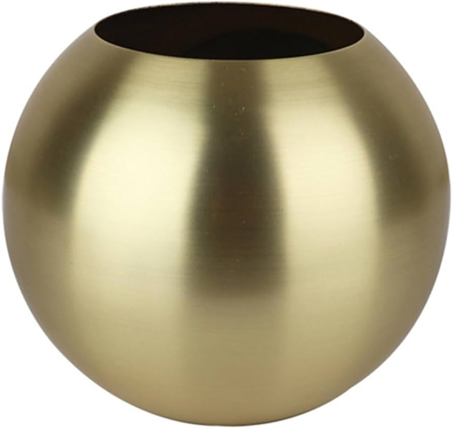Gold Flower Vase Small Decorative Metal Vases for Table Centerpieces, MIATTCLD Round Gold Plant P... | Amazon (US)