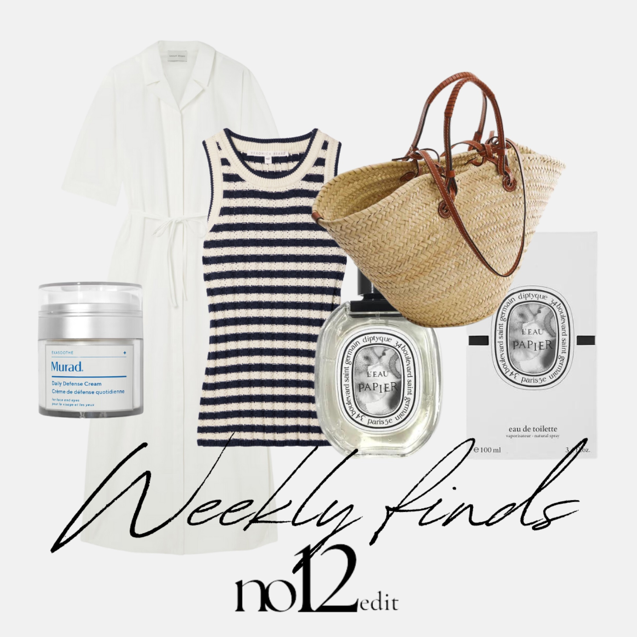 Some simple weekly finds. A classic shirtwaister dress, a Breton striped vest, some skincare and another basket bag we just n e e d. 

#LTKeurope #LTKFind #LTKsalealert