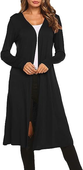 Women Plus Size Long Open Front Drape Maxi Cardigan Lightweight Duster Long Sleeve Cardigan Fall ... | Amazon (US)