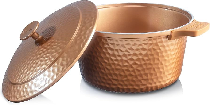 Gotham Steel Hammered 5 Qt Lightweight Dutch Oven Pot with Lid & Holders, Ceramic Non Toxic, Oven... | Amazon (US)