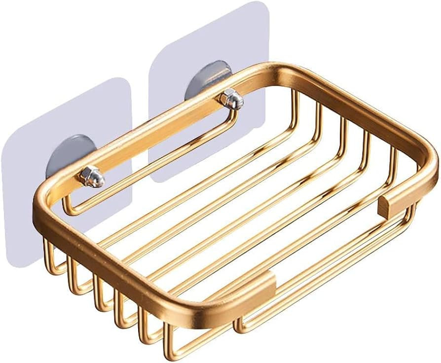 Gold Soap Dish for Shower Creative Hanging Drain Rack,Self Adhesive Soap Dish Holder,Soap Holder ... | Amazon (US)