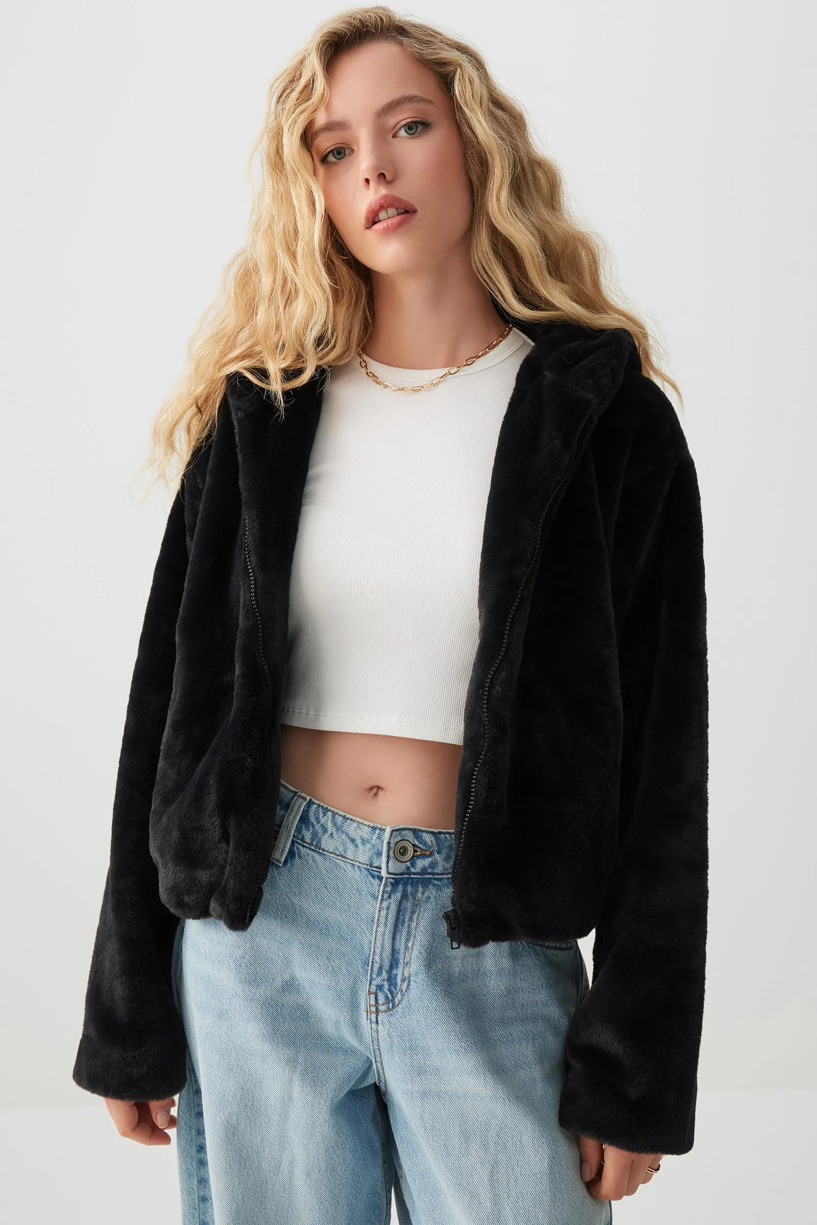 Short Hooded Faux Fur Jacket | Ardene