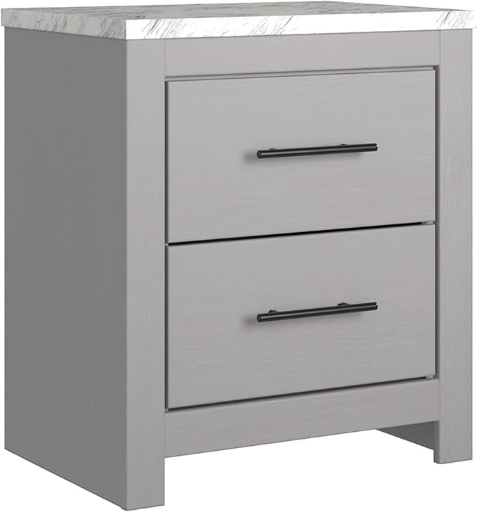 Signature Design by Ashley Cottonburg Contemporary 2 Drawer Nightstand, 24.72" Tall, Light Gray/W... | Amazon (US)