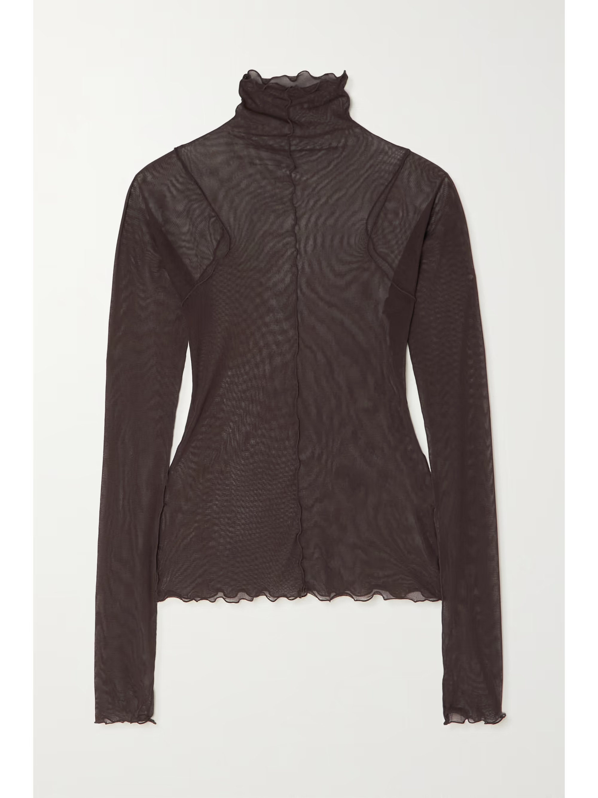 Brown Tulle turtleneck top | LVIR | NET-A-PORTER | NET-A-PORTER (US)