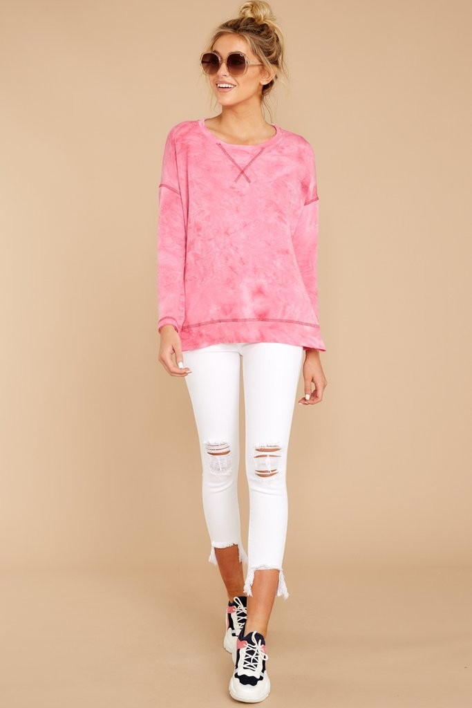 All About Casual Pink Stone Washed Pullover | Red Dress 