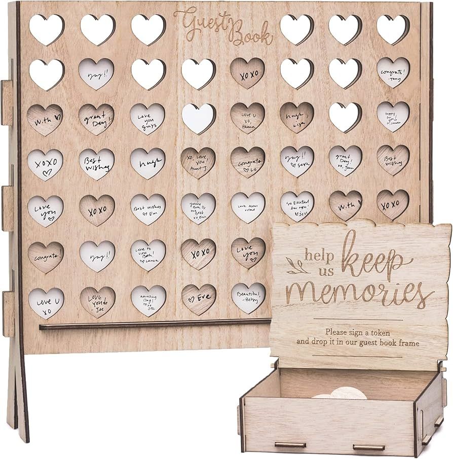 Wedding Guest Book Alternative with Sign - 4 in a Row Connect 54 Rustic Decorations Creative Gues... | Amazon (US)