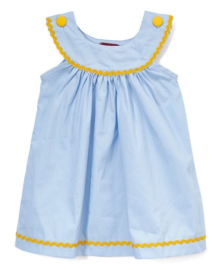 Light Blue & Yellow Trim Yoke Dress - Infant & Toddler | zulily