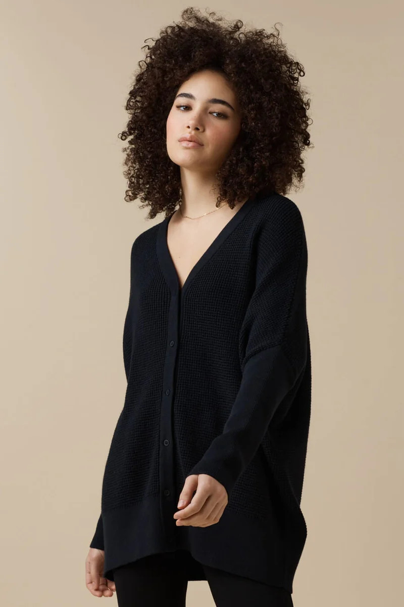 The Waffle V-Neck Oversized Sweater | VETTA