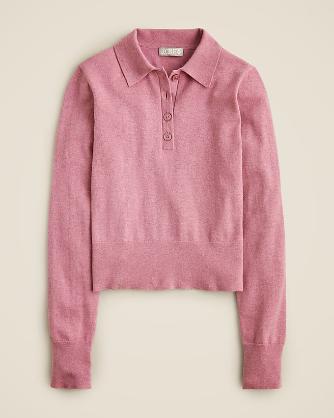 Featherweight cashmere-blend long-sleeve polo shirt | J. Crew US